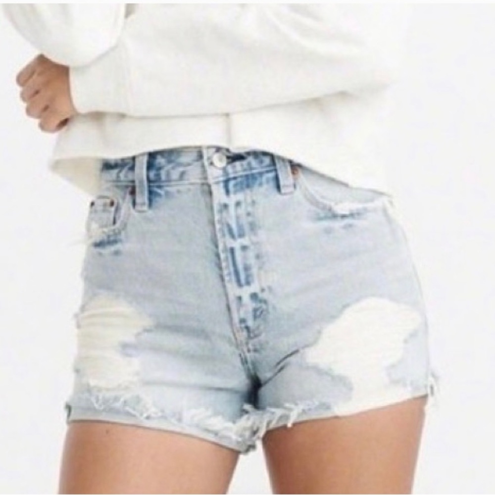 Abercrombie & Fitch Women’s Distressed Annie High Rise Denim Shorts Size 29